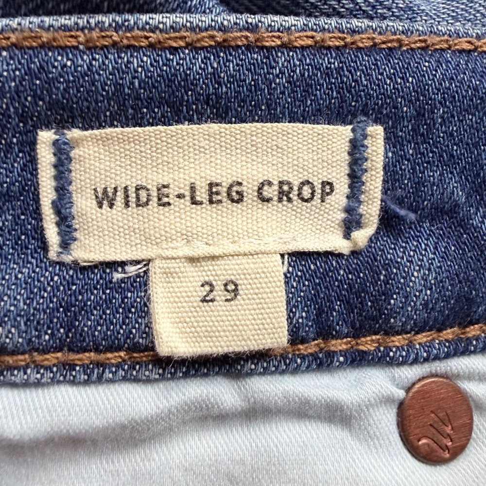 Madewell Tall Wide-Leg Crop Jeans Marsing Wash: Raw-Hem Edition High Rise Sz 29 - Picture 8 of 14